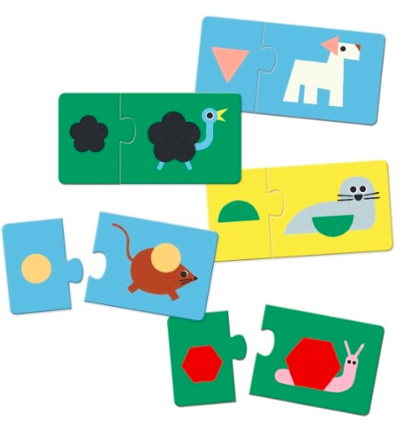 djeco puzzel duo - dieren & vormen (12 st)