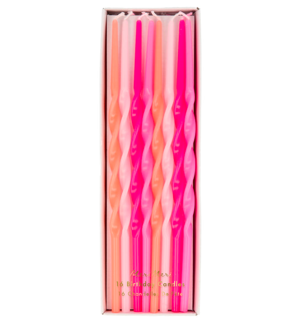 meri meri pink twisted long candles