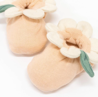 meri meri peach daisy baby booties