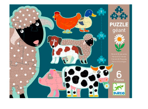 djeco puzzel - dieren (9,12,15 st)