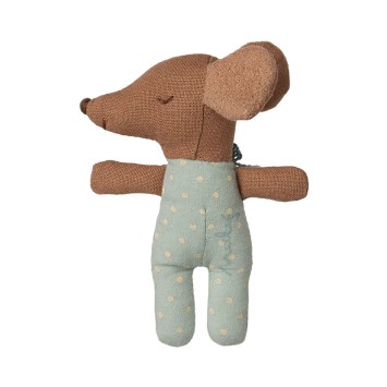 maileg sleepy wakey baby mouse in matchbox - blue