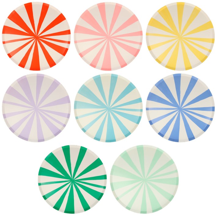 meri meri mixed stripe plates, small